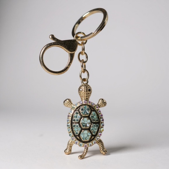 Mint Accessories - Mint Sea Turtle Keychain Bag Charm Gold Tone Black Enamel AB Crystals NWT ✨3/$15